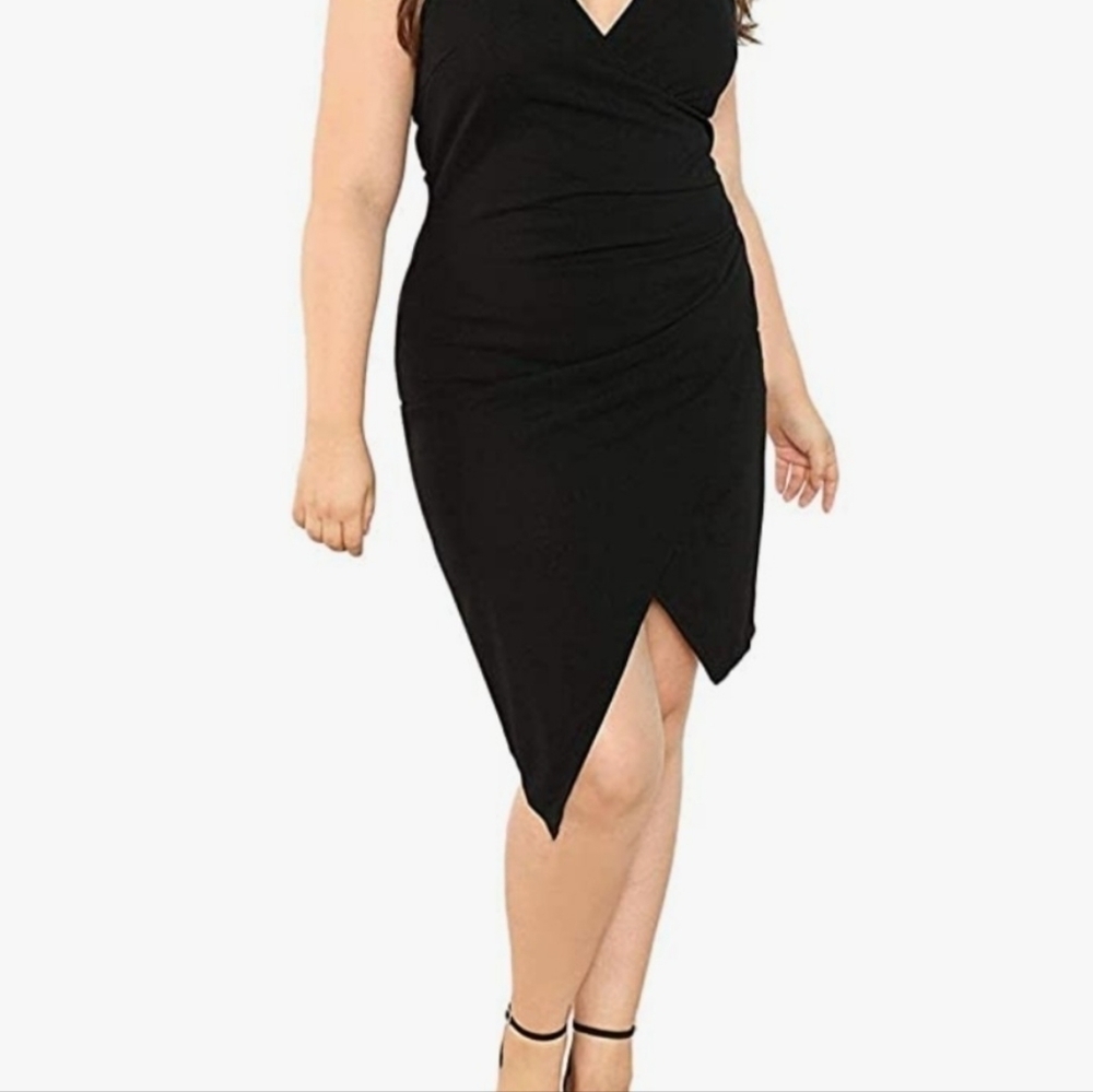 MILUMIA Womens V-neck Wrap Cami Dress Sz XL Plus